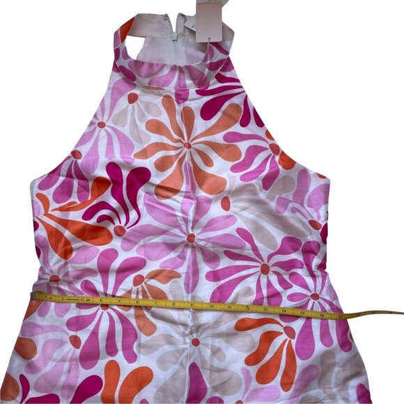 NWT Anthropologie Hutch Jones Halter Mini Dress | Mod Retro Pink Orange Floral | - Picture 8 of 9